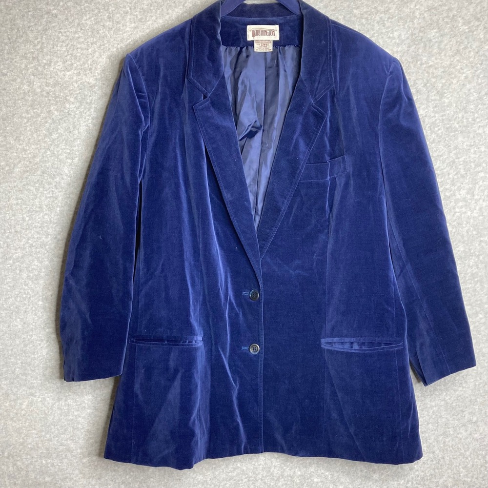 Vintage‎ Worthington Women's Blazer Jacket Plus 22W Purple Blue Velvet Retro 90s